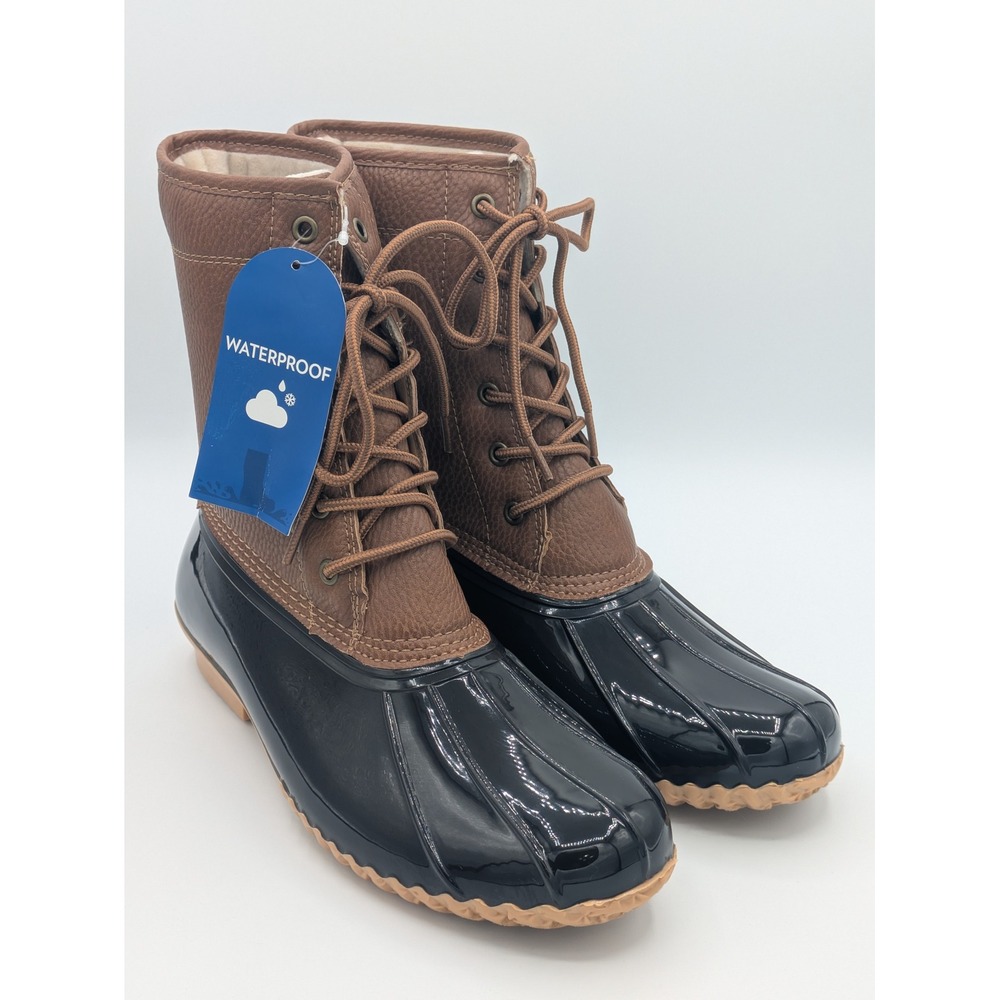JBU by Jambu‎ Maplewood Waterproof Duck Boots 9.5M Brown Black Faux Fur Winter